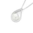 Sterling-Silver-Pearl-Cubic-Zirconia-Pear-Pendant Sale