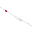 Silver-17cm-Pink-Enamel-Heart-Identity-Bracelet Sale