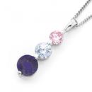 Sterling-Silver-Pink-Lavender-Violet-Cubic-Zirconia-Pendant Sale