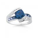 9ct-White-Gold-Created-Blue-Sapphire-Diamond-Ring Sale