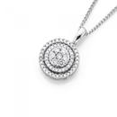 9ct-White-Gold-Diamond-Cluster-Pendant Sale