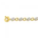 9ct-Gold-185cm-Solid-Flame-Links-Cubic-Zirconia-Bolt-Ring-Bracelet Sale