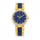 Elite-Ladies-Gold-Tone-Navy-Stone-set Sale