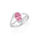 Silver-Oval-Pink-Cubic-Zirconia-Open-Band-Ring-Size-O Sale