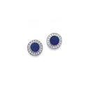 Silver-Round-Bezel-Dark-Blue-Cubic-Zirconia-Stud-Earrings Sale