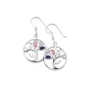 Silver-Pink-Amethyst-White-Cubic-Zirconia-Tree-of-Life-Circle-Earrings Sale