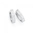 Sterling-Silver-Cubic-Zirconia-Princess-Cut-Channel-Set-Huggie-Earrings Sale