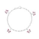 Silver-16cm-Belcher-With-Pink-Butterflies-Bracelet Sale