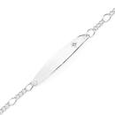 Sterling-Silver-15cm-Diamond-Set-Figaro-Identity-Bracelet Sale