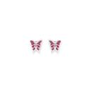 Silver-Pink-Enamel-Small-Butterfly-Stud-Earrings Sale