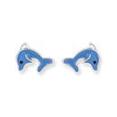 Silver-Blue-Enamel-Dolphin-Stud-Earrings Sale