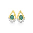 9ct-Gold-Emerald-Diamond-Teardrop-Stud-Earrings Sale