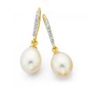 9ct-Gold-Cultured-Fresh-Water-Pearl-Diamond-Pave-Drop-Earrings Sale