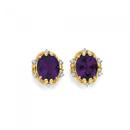 9ct-Amethyst-and-Diamond-Oval-Antique-Earrings Sale