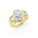 9ct-Gold-Diamond-Flower-Cluster-Dress-Ring Sale