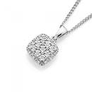 9ct-White-Gold-Diamond-Cluster-Cushion-Shape-Pendant Sale