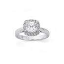 Silver-Cushion-Cubic-Zirconia-Halo-Ring Sale