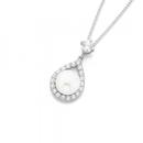 Sterling-Silver-Pearl-Cubic-Zirconia-Pear-Drop-Pendant Sale