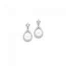 Silver-Pearl-CZ-Pear-Drop-Earrings Sale