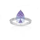 Silver-Pear-Lavender-Cubic-Zirconia-Dress-Ring Sale
