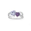 Silver-Lavender-and-Violet-Cubic-Zirconia-Heart-Ring Sale