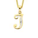 9ct-Gold-Diamond-Initial-J-Pendant Sale