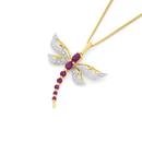 9ct-Gold-Ruby-Diamond-Dragonfly-Pendant Sale