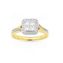 9ct-Gold-Diamond-Cushion-Shape-Ring Sale