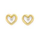 9ct-Gold-CZ-Heart-Stud-Earrings Sale