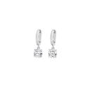 Silver-6mm-Cushion-CZ-Drop-Huggie-Earrings Sale