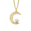 9ct-Two-Tone-Gold-Star-Crescent-Mood-Pendant Sale