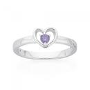 Silver-Childs-Violet-CZ-Heart-Ring Sale