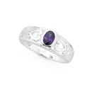 Silver-Oval-Violet-CZ-Heart-Ring Sale