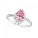 Silver-Pear-Pink-CZ-Cluster-Ring Sale