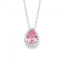 Silver-Pear-Pink-CZ-ClusterPendant Sale