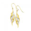 9ct-Gold-Two-Tone-Flame-Hook-Earrings Sale