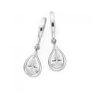 Silver-Pear-CZ-Hook-Earrings Sale