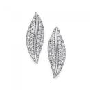 Silver-CZ-Leaf-Earrings Sale