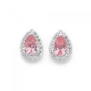 Silver-Pink-CZ-Cluster-Earrings Sale