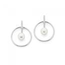 Silver-Pearl-on-Bar-Circle-Earrings Sale