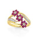 9ct-Gold-Created-Ruby-Flower-Dress-Ring Sale