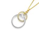 9ct-Two-Tone-CZ-Double-Circle-Pendant Sale