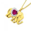 9ct-Gold-Created-Ruby-Elephant-Pendant Sale