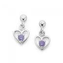 Sterling-Silver-Childs-Violet-Cubic-Zirconia-Heart-Earrings Sale