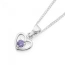 Silver-Childs-Violet-CZ-Heart-Pendant Sale