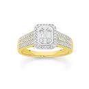9ct-Gold-Diamond-Emerald-Shape-Dress-Ring Sale
