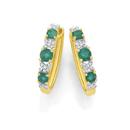 9ct-Gold-Natural-Emerald-Diamond-Kiss-Huggie-Earrings Sale