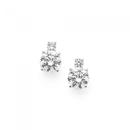 Sterling-Silver-Double-Cubic-Zirconia-Stud-Earrings Sale