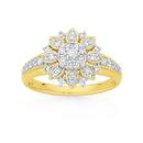 9ct-Gold-Diamond-Flower-Dress-Ring Sale