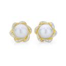 9ct-Gold-Cultured-Freshwater-Pearl-Diamond-Stud-Earrings Sale